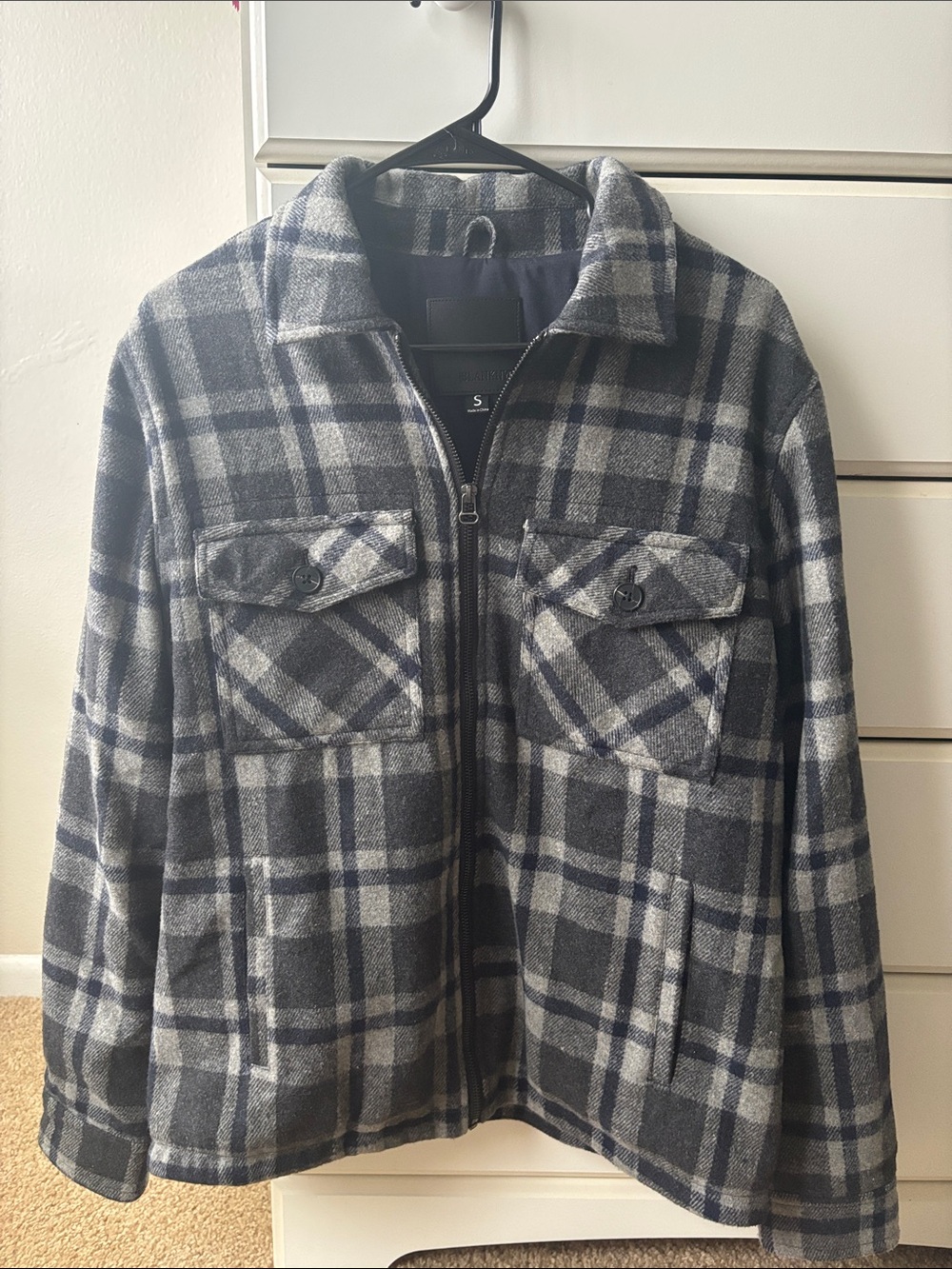 Blank NYC Gray & Navy Plaid Zip Jacket